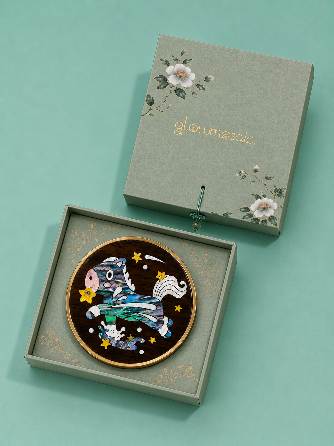 Brasswood Shell Inlay Coaster Set