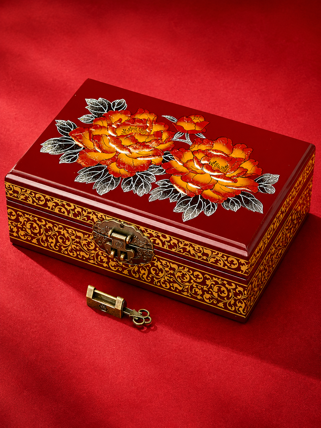 Imperial Shine Wooden Lacquer Wedding Jewelry Box