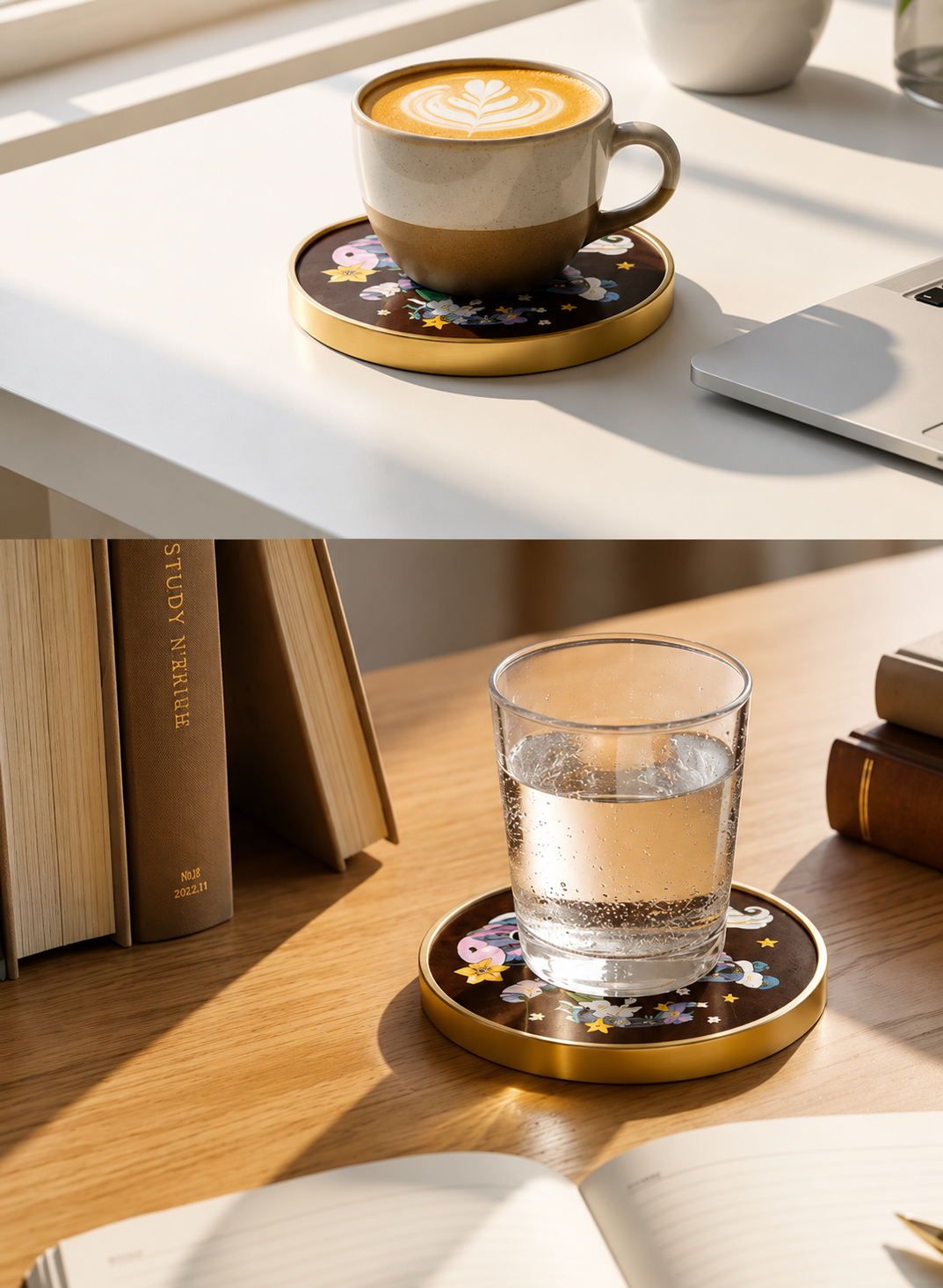 Brasswood Shell Inlay Coaster Set