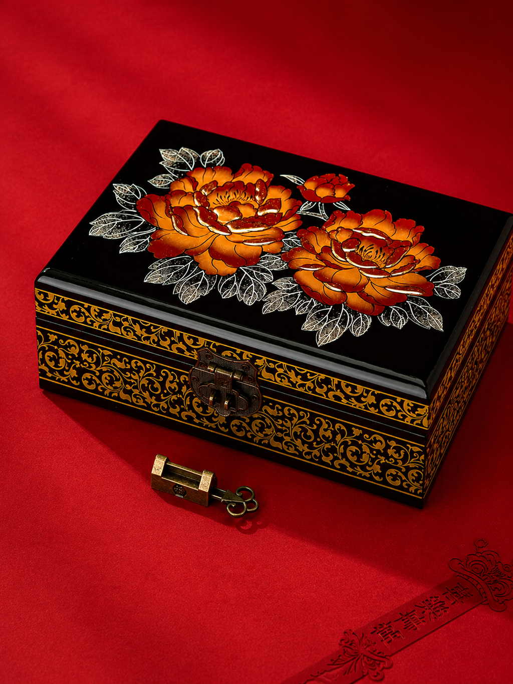 Imperial Shine Wooden Lacquer Wedding Jewelry Box